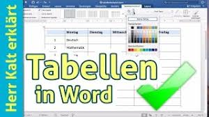 Zum löschen einer zeile, spalte oder tabelle setzen sie die einfügemarke in die tabelle oder wählen text in fügen sie in der zieltabelle mindestens so viele leere zeilen ein, wie sie aus den anderen tabellen kopieren. Tabellen In Word Anleitung Tutorial Youtube