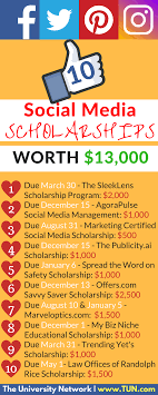10 Social Media Scholarships Worth 13 000 The University Network Scholarships For College School Scholarship Financial Aid For College