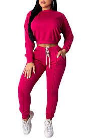 Women Solid Color 2 Piece Outfits Set Long Sleeve Crew Neck Top And Long Pants Tracksuit Sportswear Sweatsuit At Amazon Wome Sweatsuit 2 Piece Outfits Outfits