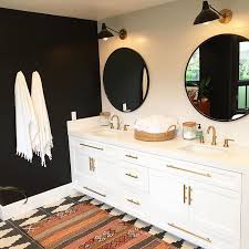Black And White Boho Rug Small Shannon Wilkins Prairie Team On Instagram So Beyond Thrilled To Share This Awesome Black And White Bohemian Bathroom The Black Home Home Decor Black Walls
