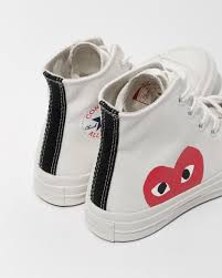 Comme Des Garcons Play X Converse Chuck Taylor 1970s Hi Beige Comme Des Garcons Play Beige Converse Chuck Taylor High Top In White Converse Chuck Taylor Outfits With Converse Chuck Taylors