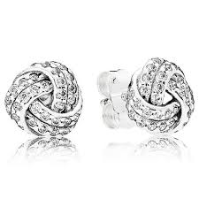 Wholesale Pandora Sparkling Love Knot Earrings Pandora Earrings Pandora Jewelry Knot Stud Earrings
