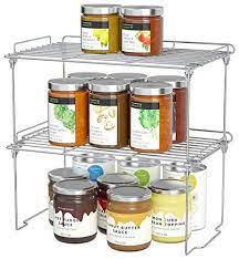 Installing wall cabinets project guide. Stackable Cabinet Shelf Kitchen Cabinet Organizers And Storage 2 Pack Pantry Shelves Organizer With Guardrails Design For Safely Storing Kitchen Counter Bedroom Bathroom Accessories Stainless Steel Buy Online At Best Price In