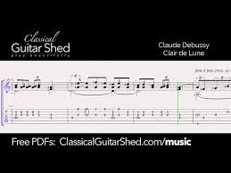Debussy Clair De La Lune Free Sheet Music And Tabs For Classical Guitar Youtube