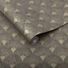 Black And Gold Bedroom Wallpaper Fan Wallpaper In Black And Gold From The Exclusives Collection By Grah Gold Wallpaper Art Deco Wallpaper Gold Wallpaper Bedroom