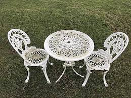 Cast Aluminium Garden Table And 2 Chairs Garden Furniture Shabby Chic Shabby Chic Chairs Shabby Chic Garden Shabby Chic Bedroom Furniture