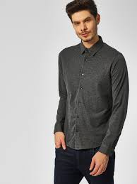 Buy Indigo Nation Grey Melange Slim Fit Knitted Shirt For