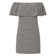 Black And White Striped Off The Shoulder Dress Stripe Off Shoulder Dress Off Shoulder Dress Dresses Off Shoulder
