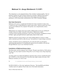 A) read the paragraph and answer the questions 5. Mathcad 14 Integration To Ansys Workbench 11