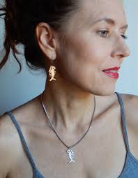 Fishbone Earrings, Fish Dangle Earrings, Stainless Steel, Gift for Fish  Lover, Good Fortune Symbol, Fish Skeleton, Fish Bone Charm, Nautical