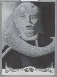 2015 Topps Star Wars Black White Return of Jedi Matt Langford Sketch Bib  Fortuna