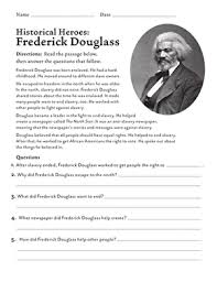 By the time he was hired out to work under william freeland, he was teaching other enslaved people to read using the bible. Historical Heroes Frederick Douglass Worksheet Education Com