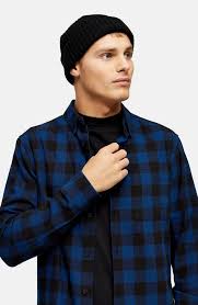 Topman Buffalo Check Button Down Flannel Shirt In Blue For Men Lyst