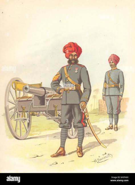 BRITISH INDIAN ARMY UNIFORMS. The Bombay (Mumbai) Artillery Regiment 1890 Stock Photo - Alamy