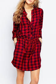 Casual Dresses Red Shirt Dress Red Long Sleeve Dress Shirt Dress