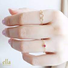 再販x9 14kgf ガーネットカラージルコニアのソリティアチェーンリング 号数 チェーンタイプ選択可能 チェーンリング ガーネット チェーン