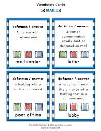 Mail Vocabulary Definition Cards Classroom Centers Activity Centers Post Office Activities