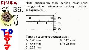 Perhatika gambar, pada jangka sorong kita lihat angka nol di skala nonius (skala bawah), untuk membaca skala utama, terbac skala utama 2,7 cm. Un Sma Fisika 2017 Prediksi No 36 Alat Ukur Mikrometer Skrup Youtube