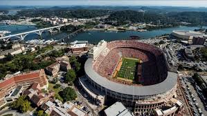 georgia fans attempt to checker neyland stadium in red and black