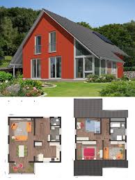 Rotes Einfamilienhaus Modern Mit Satteldach Architektur Wintergarten Anbau Haus Bauen Ideen Grundriss Massivh Einfamilienhaus Town Country Haus Architektur
