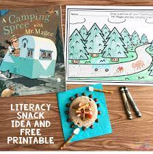 Magee and his trusty dog, dee, are enjoying a peaceful camping trip when all of a sudden they find themselves plunging down a mountain and teetering on the edge of a huge waterfall! Literacy Snack Idea Camping Free Printable Primary Playground