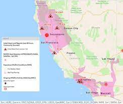 Detailed maps show the current fire extents, power outage zones and areas under evacuation orders. California Fire Map Getty Fire Kincade Fire Tick Fire Burris Fire Oak Fire Updates As First Ever Extreme Red Flag Warning Issued
