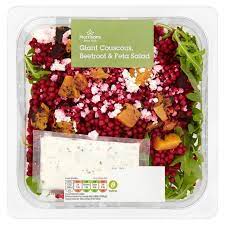 You mix it up in a giant tub and only have gloves to protect you from its oddness. Morrisons Giant Couscous Beetroot Feta Salad Beetroot And Feta Salad Food Healthy Foods To Eat