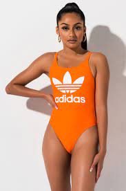 Adidas Womens Neon Logo Stamped Bodycon Bikini Bottom Pull On Swimsuit In Orange Adidas Swimsuit Bodysuit Fashion Swimsuits Outfits