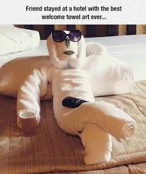 Welcome Towel Art Hotel Humor Funny Photos Funny Memes