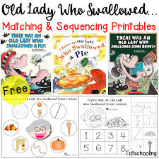 I know an old lady. Old Lady Who Swallowed Matching Sequencing Printables Totschooling Toddler Preschool Kindergarten Educational Printables
