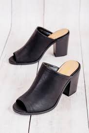 Black Block Heels Closed Toe Women S Soda Brand Tripp Open Toe Peep Toe Clog Heels Block Heel Business Casual Workwear Faux Leather Vegan Leather O Black Leather Heels Heels Trending Boots