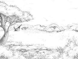 Supercoloring.com is a super fun for all ages: Safari Scene With A Village Coloring Page Illustration For The Children Stock Illustration Illustration Of Hand Color 157071502