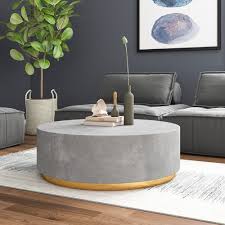 Industrial Coffee Table Round Cement Coffee Table In Light Gray Deep Gray In 2020 Coffee Table Industrial Coffee Table Round Coffee Table
