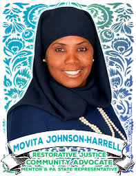 Movita Johnson-Harrell is the first strong sun after winter. She grows and  blooms the community around her with powerful, warm, abundant energy.  Movita is a Grandmother, wife and mother. She graduated in