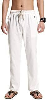 Un chino blanc associé à une chemisette en lin bleu ciel et à un blazer. Amazon Fr Pantalon Homme Lin Blanc