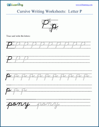 Starting slightly above the lower guideline, you must draw a small diagonal line that goes up until it reaches the middle of the guidelines. How To Draw A Letter P In Cursive Letter P Kids Puzzles And Games Cursive Letter P Cutout On Full Sheet Of Paper