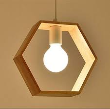 Modern Geometric Pendant Lamp Nordic Minimalist Style Lighting Hanging Solid Wood Pendant Light Living Room Balcony Cafe Bar Kitchen Base E26 E27 Hexagon Amazon Com