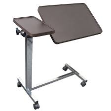 Vaunn Medical Adjustable Tilt Top Overbed Bedside Table For Home Hospital Use Overbed Table Adjustable Laptop Table Tilt Table