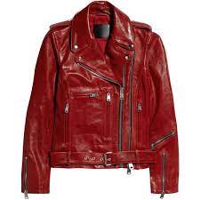 R13 Glossed Leather Biker Jacket 1 995 Liked On Polyvore Biker Jacket Red Jacket Leather Leather Jacket