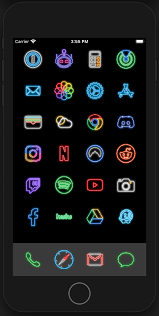 Customize your home screen with these neon icons; Neon Nights Pack Of 50 Icons Download In Comments Iossetups