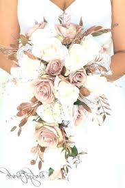 Rose Gold Wedding Flowers Dusty Rose Blush Pink Roses Cascading Tear Drop Blush Cascading Rose Gold Wedding Flowers Gold Wedding Flowers Rose Gold Bouquet