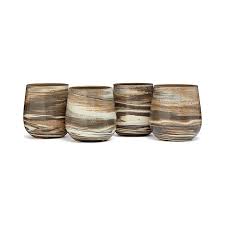 Limited time sale easy return. Swirled Ceramic Wine Glasses Set Of 4 Stemless Pottery Uncommon Goods