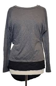 WOMENS MANDI GRAY/BLACK LONG SLEEVE HIGH LOW SWEATSHIRT SIZE 8