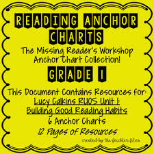 Lucy Calkins Reading Workshop Anchor Charts 1st Grade Ruos Unit 1