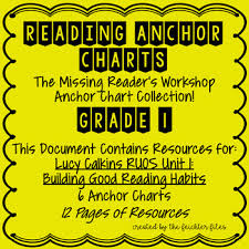 lucy calkins reading workshop anchor charts 1st grade ruos unit 1