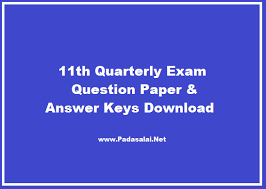 11th Quarterly Exam Question Papers Answer Keys Download Trb Tnpsc