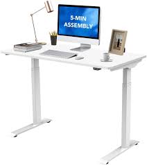 Amazon Com Flexispot Standing Desk Electric Quick Install Height Adjustable Desk 48 X 24 Inches Whole Piece Desk Board White Frame 48 White Top Furniture Decor