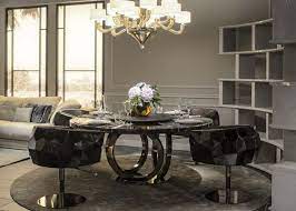Kamila black marble dining table with 6 chairs robson furniture. Contemporary Marble Dining Tables For An Imposing Dining Room Design