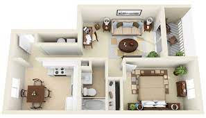 I like contrasting wall behind bed. 50 One 1 Bedroom Apartment House Plans Apartment Layout Apartment Floor Plans One Bedroom House Plans