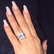 Kim Kardashian S 15 Carat Sparkler From Kanye West Engagement Ring Celebrity Engagement Rings Kim Kardashian Engagement Ring Kardashian Nails